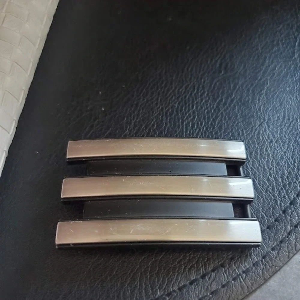 Adidas Belt Buckle Silver Black Three Stripes Logo Streetwear Athletic Golf